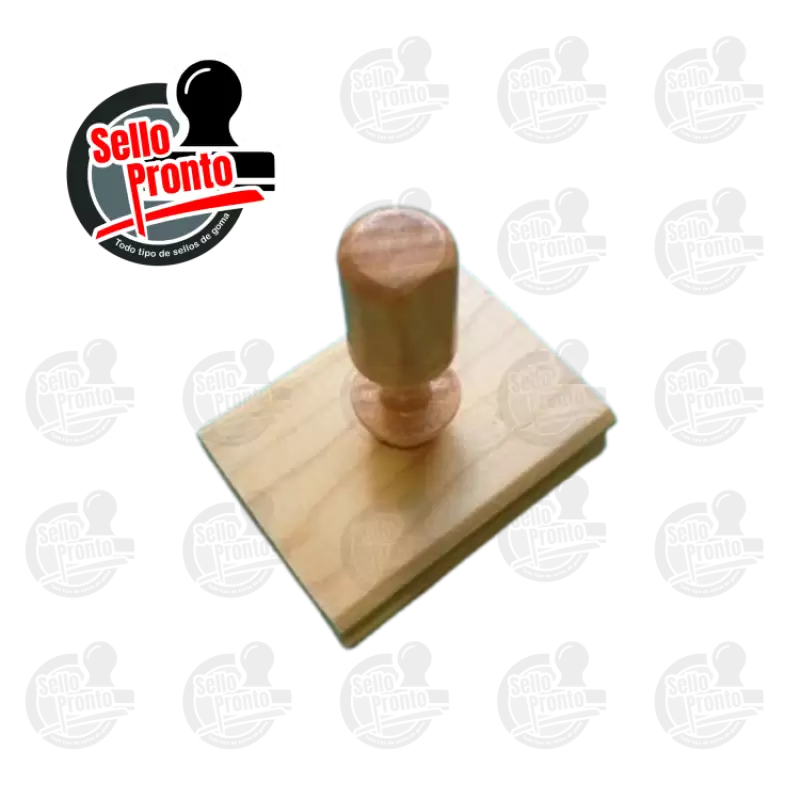 Sello en  madera de 8 x 6 cm
