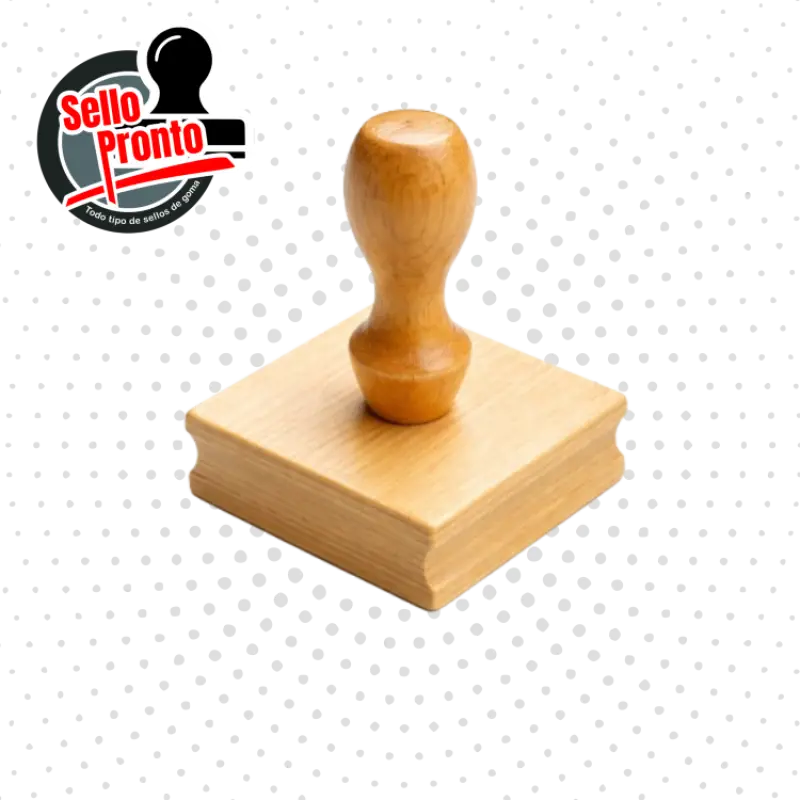 Sello en  madera de 5 x 5 cm